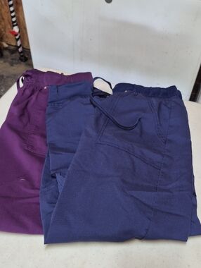 Scrubstar Purple And Navy Scrub Jogger Pants with Logo Tag